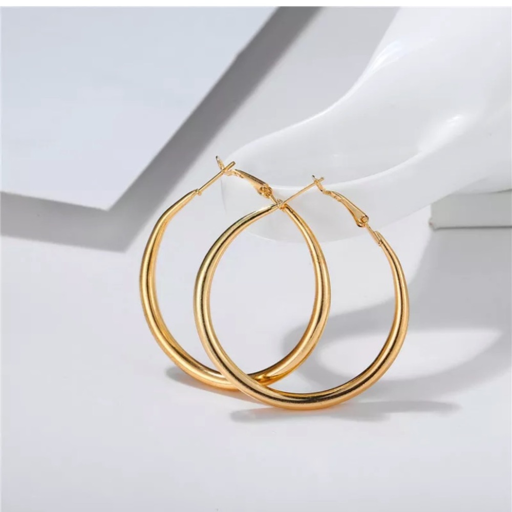 18k Circle Geometry Metal Drop Dangle Earrings